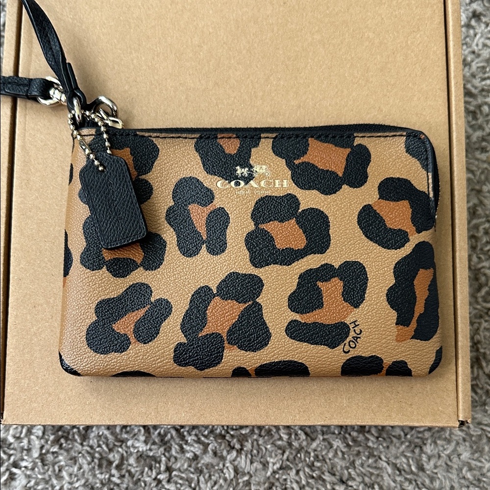 Coach Black and Tan Cheetah Print Wristlet
